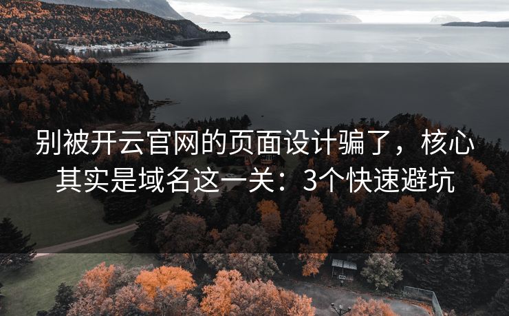 别被开云官网的页面设计骗了，核心其实是域名这一关：3个快速避坑