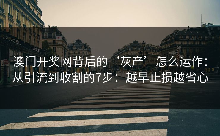 澳门开奖网背后的‘灰产’怎么运作：从引流到收割的7步：越早止损越省心