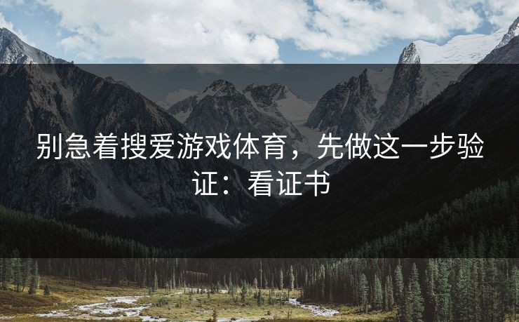 别急着搜爱游戏体育，先做这一步验证：看证书