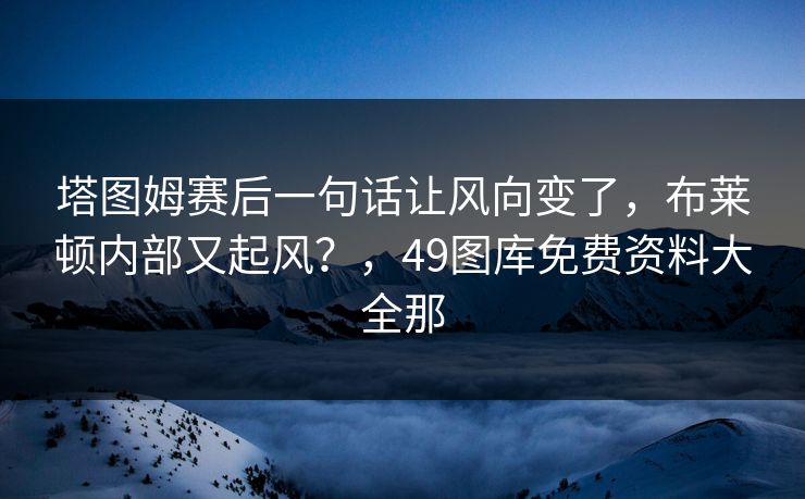 塔图姆赛后一句话让风向变了，布莱顿内部又起风？，49图库免费资料大全那