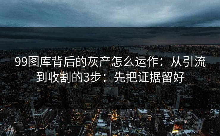 99图库背后的灰产怎么运作：从引流到收割的3步：先把证据留好