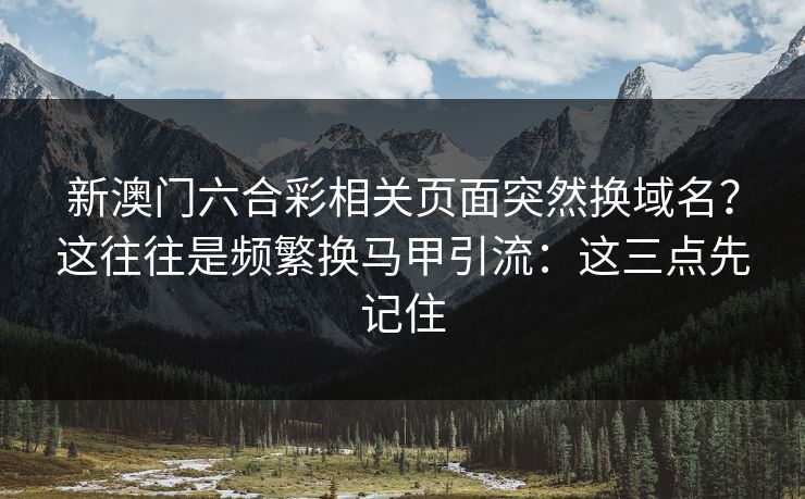 新澳门六合彩相关页面突然换域名？这往往是频繁换马甲引流：这三点先记住