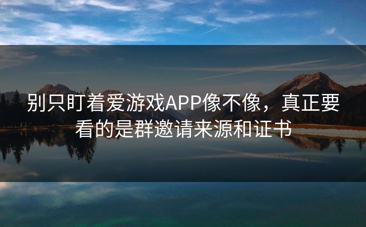 别只盯着爱游戏APP像不像，真正要看的是群邀请来源和证书