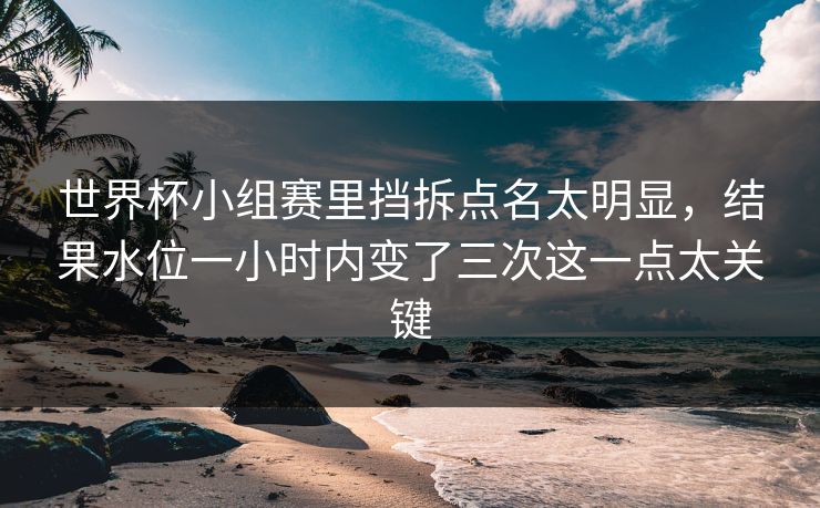世界杯小组赛里挡拆点名太明显，结果水位一小时内变了三次这一点太关键