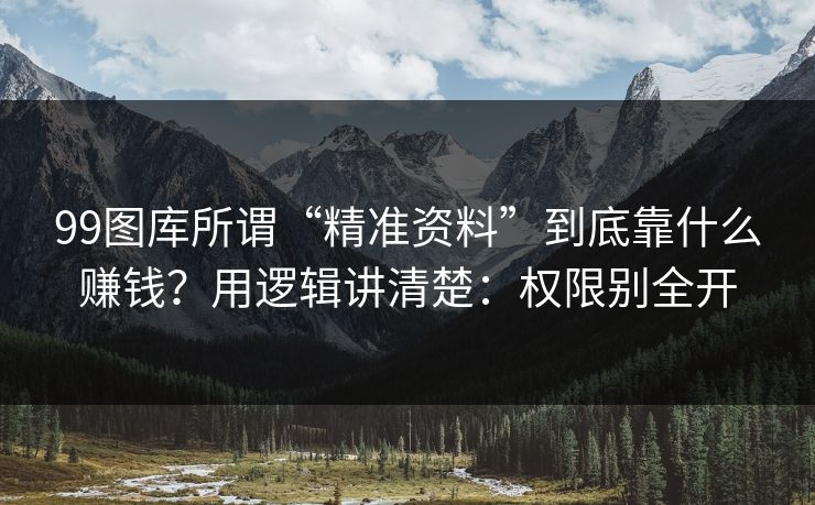99图库所谓“精准资料”到底靠什么赚钱？用逻辑讲清楚：权限别全开
